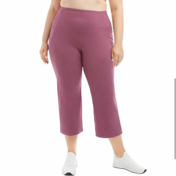 Jockey Ladies Yoga Capri Cropped Slit Flare Stretch Pant Mauve/Nocturne Sz Small - Picture 4 of 9